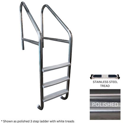 Picture of GPP CLASSIC 4 STEP LADDER POLISHED .065 MARINE GRADE W/ 23 WELDED CROSS BRACE AND STAINLESS STEEL TRDS