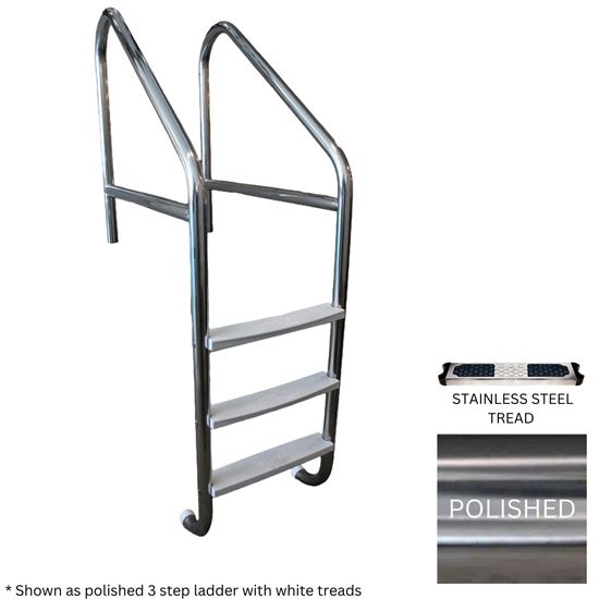 Picture of GPP CLASSIC 4 STEP LADDER POLISHED .065 MARINE GRADE W/ 23 WELDED CROSS BRACE AND STAINLESS STEEL TRDS