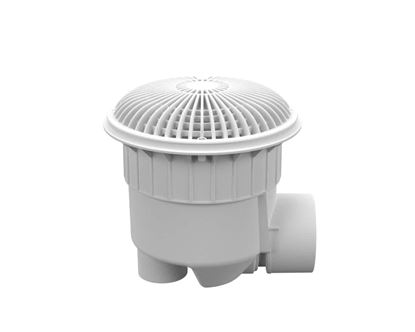 Picture of AquaStar 10 Round MoFlow Suction Outlet Cover with PVC Side 3'' Socket x 4'' Spigot Port Sump, White | 10MF101SSB